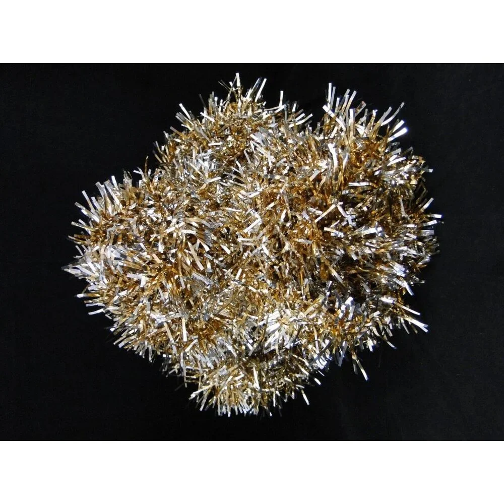 60 FEET CHRISTMAS TREE GARLAND TINSEL GOLD & SILVER ENOUGH FOR A TREE